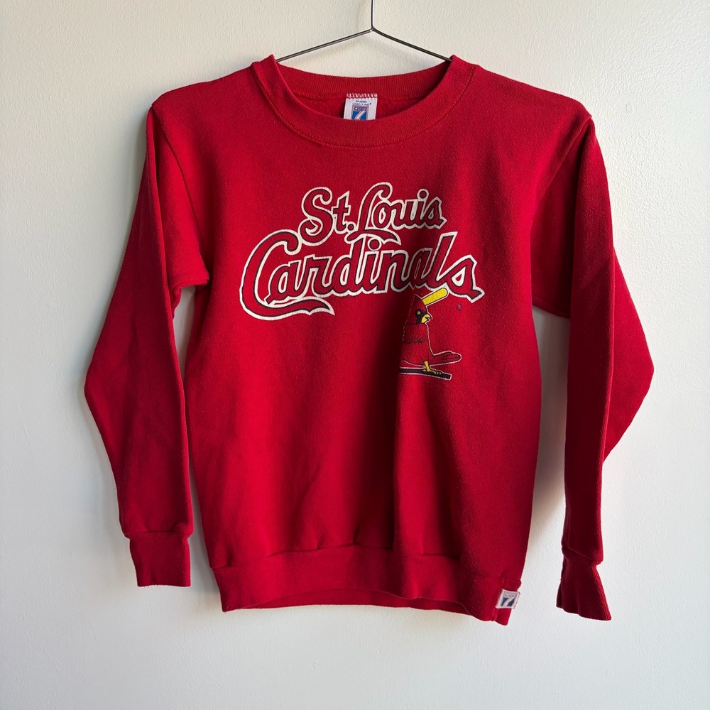 Vintage Logo 7 St Louis Cardinals Crewneck Sweatshirt Red Youth L 14-16 USA
